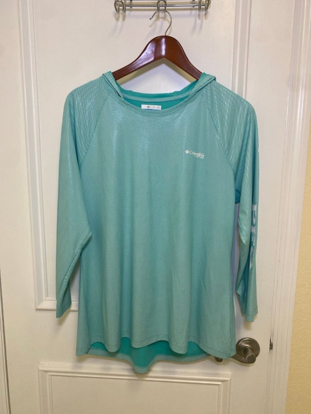 Columbia PFG Tidal Tee II Women's Long Sleeve UPF 40 Sun Hoodie Teal Size XL